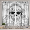 thumbnail image 1 of Ambesonne Skull Kitchen Curtains, Oriental Paisley, 55"x39", Pale Grey and White, 1 of 3
