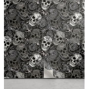 Ambesonne Skull Peel & Stick Wallpaper for Home, Grunge Gothic Splash Pattern, 13"x100", Dark Sepia and Charcoal Grey