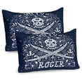 thumbnail image 1 of Ambesonne Skull Pillow Sham 2 Pack, Pirates Jolly Roger Flag, 26"x20", Dark Blue and White, 1 of 3