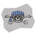 thumbnail image 1 of Ambesonne Skull Place Mats Set of 4, Pirate Evil Head Bones, Standard Size, Blue Grey Black, 1 of 6