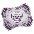 thumbnail image 1 of Ambesonne Skull Place Mats Set of 4, Spooky Gothic Halloween, Standard Size, Purple, 1 of 6