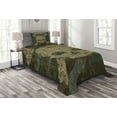 thumbnail image 1 of Ambesonne Skull Quilted Bedspread Set 2 Pcs, Rusty Aged Camo Design, Twin Size, Dark Green Khaki Cream, 1 of 3
