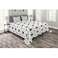thumbnail image 1 of Ambesonne Skull Quilted Bedspread Set 3 Pcs, Black Girly Crossbones, King Size, Pale Pink White Black, 1 of 3
