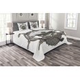 thumbnail image 1 of Ambesonne Skull Quilted Bedspread Set 3 Pcs, Captain Pirate Skeleton, Queen Size, White Brown Grey, 1 of 3