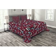 thumbnail image 1 of Ambesonne Skull Quilted Bedspread Set 3 Pcs, Crosses Hearts Moons, Queen Size, Multicolor, 1 of 3