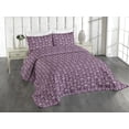 thumbnail image 1 of Ambesonne Skull Quilted Coverlet 3 Pcs, Skeleton Heads Floral Boho, King Size, Purple and White, 1 of 1