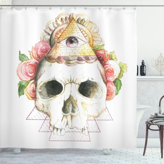 Ambesonne Skull Shower Curtain, Eye Sign, 69"Wx75"L, Multicolor
