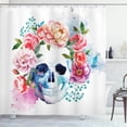 thumbnail image 1 of Ambesonne Skull Shower Curtain, Floral Colorful Skeleton, 69"Wx84"L, Multicolor, 1 of 4