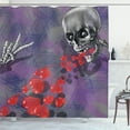 thumbnail image 1 of Ambesonne Skull Shower Curtain, Hearts Deadly Romantic, 69"Wx70"L, Grey Red and Purple, 1 of 5