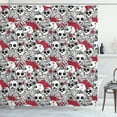 thumbnail image 1 of Ambesonne Skull Shower Curtain, Modern Punk Skeleton Heads, 69"Wx84"L, Dark Pink Charcoal Grey, 1 of 4