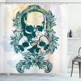 thumbnail image 1 of Ambesonne Skull Shower Curtain, Scary Deadly Rocker Trio, 69"Wx70"L, Pale Yellow Emerald, 1 of 5