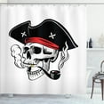 thumbnail image 1 of Ambesonne Skull Smoking Shower Curtain, Pirate Skeleton Head, 69"Wx84"L, White and Charcoal Grey, 1 of 3
