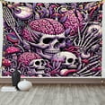 thumbnail image 1 of Ambesonne Skull Tapestry Wall Hanging, Skeleton Eyeballs Brain Hands, 80"x60", Pink and Purple, 1 of 3