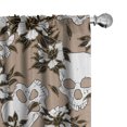 thumbnail image 1 of Ambesonne Skulls and Flowers Curtains, Autumn Skull, Pair of 28"x63", White Dark Green Almond, 1 of 5