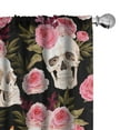 thumbnail image 1 of Ambesonne Skulls and Roses Curtains, Peonies on Skull, Pair of 28"x84", Pink Laurel Green Black, 1 of 5