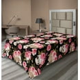 thumbnail image 1 of Ambesonne Skulls and Roses Flat Bedding Sheet Soft Top Sheet, Peonies on Skull, Twin, Pink Laurel Green Black, 1 of 1