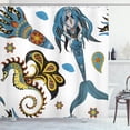 thumbnail image 1 of Ambesonne Sky Blue Shower Curtain, Mermaid and Sea Horse, 69"Wx84"L, Pale Blue Yellow Orange, 1 of 4