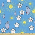 thumbnail image 1 of Ambesonne Sky Fabric by the Yard Upholstery, Abstract Stars Celestial Sun, 10 Yards, Sky Blue Yellow, 1 of 5