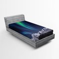 thumbnail image 1 of Ambesonne Sky Fitted Sheet, Northern Night Norway Solar, Twin XL Size, Green Dark Blue, 1 of 2