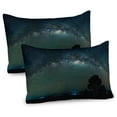 thumbnail image 1 of Ambesonne Sky Pillow Sham 2 Pack, Milky Way Photo from Asia, 36"x20", Pale Green Black, 1 of 3