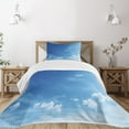 thumbnail image 1 of Ambesonne Sky Quilted Bedspread Set 2 Pcs, Inspirational Sun Rays, Twin Size, Blue White, 1 of 5