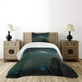 thumbnail image 1 of Ambesonne Sky Quilted Bedspread Set 2 Pcs, Milky Way Photo from Asia, Twin Size, Pale Green Black, 1 of 3