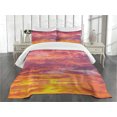thumbnail image 1 of Ambesonne Sky Quilted Bedspread Set 3 Pcs, Sunset Clouded Weather, Queen Size, Coral Dried Rose Orange, 1 of 3