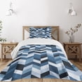 thumbnail image 1 of Ambesonne Slate Blue Quilted Bedspread Set 2 Pcs, Zigzag Twisty Lines, Twin Size, Dark Slate Blue, 1 of 5