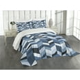 thumbnail image 1 of Ambesonne Slate Blue Quilted Bedspread Set 3 Pcs, Zigzag Twisty Lines, Queen Size, Dark Slate Blue, 1 of 5