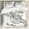thumbnail image 1 of Ambesonne Sloth Duvet Cover Sets, Funny Unusual Animal Drawing, 2-Queen, Grey Black White, 1 of 7