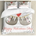 thumbnail image 1 of Ambesonne Sloth Duvet Cover Sets, Tropical Animals, 2-King, Warm Taupe Vermilion, 1 of 7