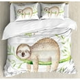thumbnail image 1 of Ambesonne Sloth Duvet Cover Sets, Young Animal on Palm Tree, 2-King, Pale Brown Green, 1 of 3