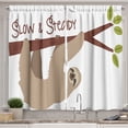 thumbnail image 1 of Ambesonne Sloth Kitchen Curtains, Cartoon Wildlife Mammal, 55"x39", Tan Chestnut Brown, 1 of 3