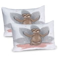 thumbnail image 1 of Ambesonne Sloth Pillow Sham 2 Pack, Little Sloth, 30"x20", Pink Brown Grey, 1 of 3