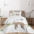 thumbnail image 1 of Ambesonne Sloth Quilted Bedspread Set 2 Pcs, Arboreal Mammal Sleeping, Twin Size, Grey Green Brown, 1 of 5