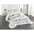 thumbnail image 1 of Ambesonne Sloth Quilted Bedspread Set 2 Pcs, Cartoon Funny Words, Twin Size, Grey Pink, 1 of 5