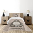 thumbnail image 1 of Ambesonne Sloth Quilted Bedspread Set 2 Pcs, Cartoon Sloth Meditates, Twin Size, Warm Taupe Sage Green, 1 of 6