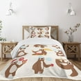thumbnail image 1 of Ambesonne Sloth Quilted Bedspread Set 2 Pcs, Funny Sluggard Animal, Twin Size, Brown Pale Pink Blue, 1 of 5