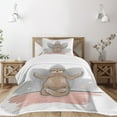 thumbnail image 1 of Ambesonne Sloth Quilted Bedspread Set 2 Pcs, Little Sloth, Twin Size, Pink Brown Grey, 1 of 6
