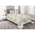 thumbnail image 1 of Ambesonne Sloth Quilted Bedspread Set 2 Pcs, Mother and Flowers, Twin Size, Pale Brown Green, 1 of 3