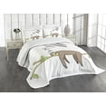 thumbnail image 1 of Ambesonne Sloth Quilted Bedspread Set 3 Pcs, Arboreal Mammal Sleeping, King Size, Grey Green Brown, 1 of 5