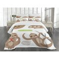thumbnail image 1 of Ambesonne Sloth Quilted Bedspread Set 3 Pcs, Composition Animal, King Size, Pale Brown Grey Green, 1 of 5