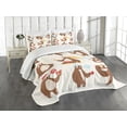 thumbnail image 1 of Ambesonne Sloth Quilted Bedspread Set 3 Pcs, Funny Sluggard Animal, Queen Size, Brown Pale Pink Blue, 1 of 5