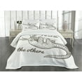 thumbnail image 1 of Ambesonne Sloth Quilted Bedspread Set 3 Pcs, Funny Unusual Animal Drawing, King Size, Grey Black White, 1 of 5