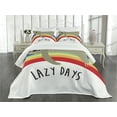 thumbnail image 1 of Ambesonne Sloth Quilted Bedspread Set 3 Pcs, Lazy Days Carefree Sloth, King Size, Multicolor, 1 of 5