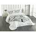 thumbnail image 1 of Ambesonne Sloth Quilted Bedspread Set 3 Pcs, Sloth, King Size, Black White, 1 of 5