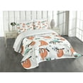 thumbnail image 1 of Ambesonne Sloth Quilted Bedspread Set 3 Pcs, Sloths on Branches, Queen Size, Pale Blue Orange Black, 1 of 3