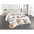 thumbnail image 1 of Ambesonne Sloth Quilted Coverlet 2 Pcs, Sloths on Branches, Twin Size, Pale Blue Orange Black, 1 of 4