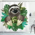 thumbnail image 1 of Ambesonne Sloth Shower Curtain, Cartoon Mammal Jungle, 69"Wx70"L, Chocolate Green Ivory, 1 of 3
