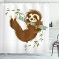 thumbnail image 1 of Ambesonne Sloth Shower Curtain, Cheerful Animal on Tree, 69"Wx84"L, Brown Khaki Grey, 1 of 3